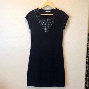Calvin Klein Merino Wool Blend Sweater Dress with faux jewel detail, XS